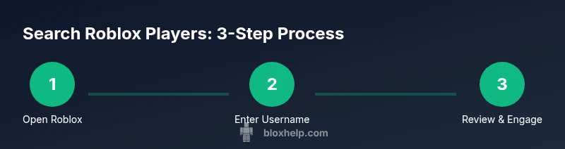 Process diagram showing a 3-step Roblox player search