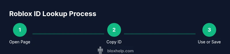 Infographic showing a 3-step Roblox ID lookup process