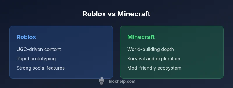 Comparison infographic: Roblox vs Minecraft