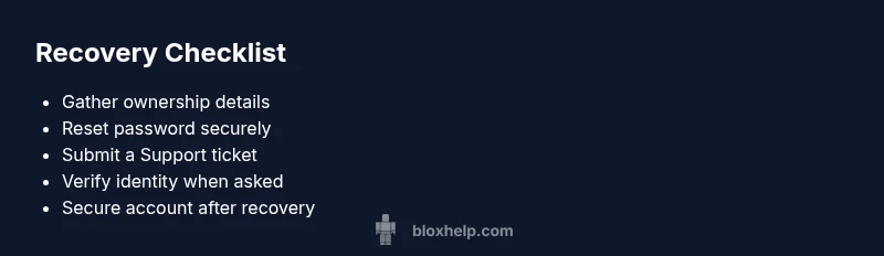 Checklist infographic for recovering a deleted Roblox account